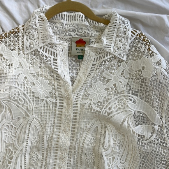 FARM RIO TROPICAL WIND GUIPURE LACE SHIRT DRESS - Picture 2 of 2